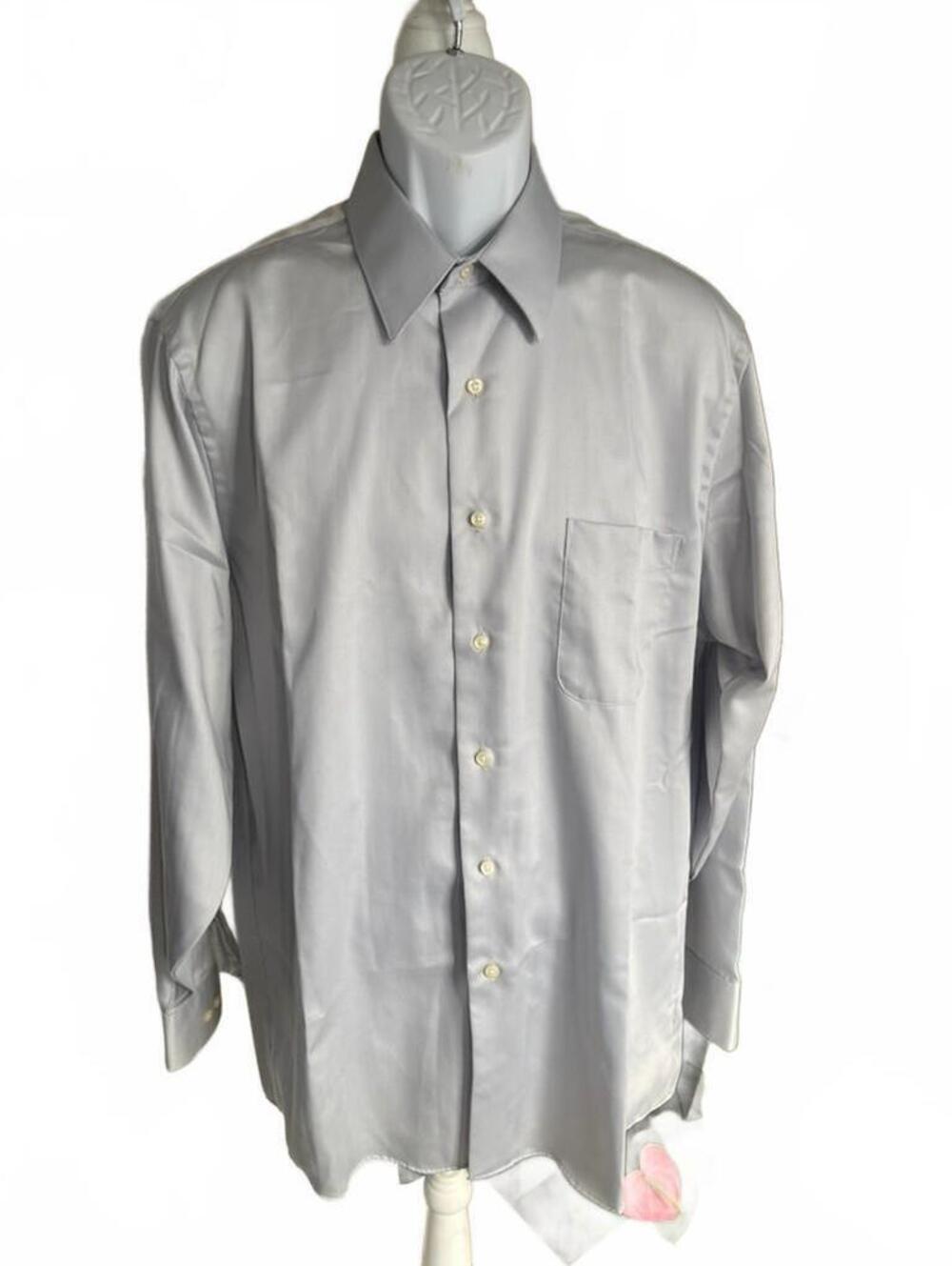 Geoffrey Beene Large Gray Satin Dress Shirt 16 1/2 - 34/35
